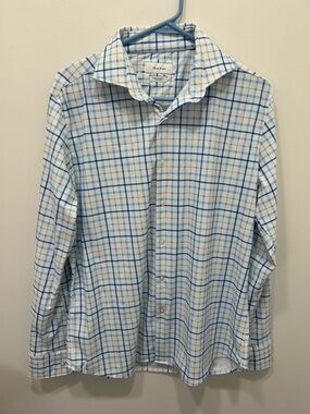 Porter & Ash Button Down Kinetic Stretch Men’s Medium Blue Plaid Long Sleeve